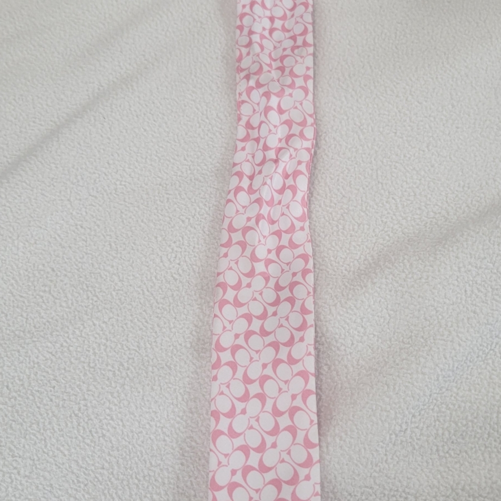 Coach Pink & White Signature Silk Neck Scarf Handbag Scarf Hair Scarf - Picture 8 of 8